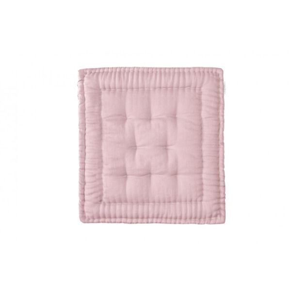 Hand quilted linen play mat in powder pink