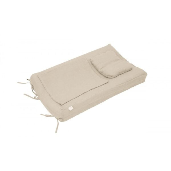 Linen Changing Mat Cover with flat pillow and a small cover