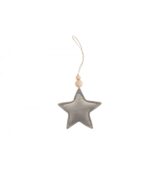 Beige velvet star pendant with two wooden beads for baby and children's room decoration