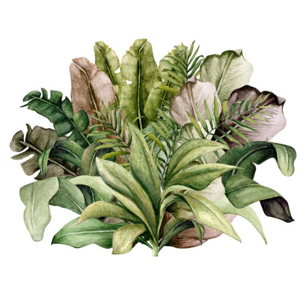 Wall sticker with exotic plants in different shades of green