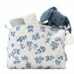 Baumwolle Kulturtasche mit blauen Blumen Motiv für Babies und Kinder