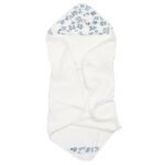 Bio Baumwolle Baby Handtuch mit Kapuze mit blauen Blumen Motiv für Baby