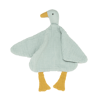 Cuddle cloth duck with wings and legs in mint and caramel colors made from organic muslin