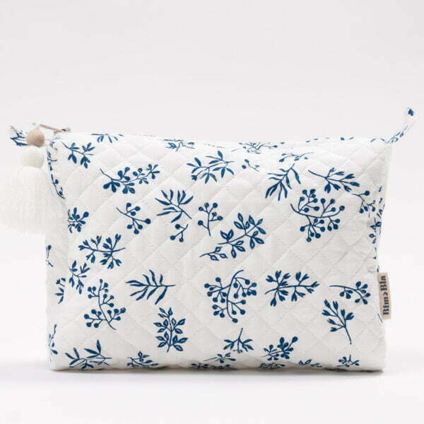 Cotton cosmetic bag with blue flowers for babies and children