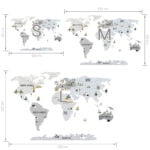 Wandsticker Weltkarte in grau in drei Grössen S, M, L