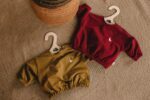 Zwei Baby Blusen mit Gänse Stickerei aus Bio-Baumwolle mit GOTs Zertifikat – gelb und rot